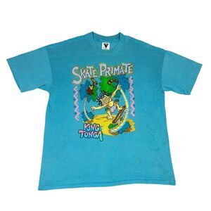 Vintage Skate Primate T-shirt XXL Blue King Tonga Skateboard Single Stitch